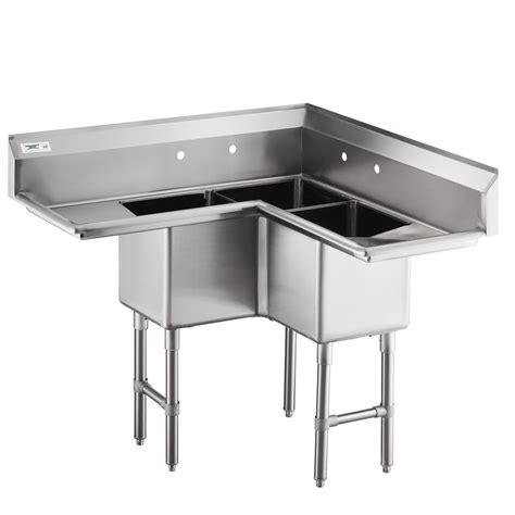 Regency 44 12 16 Gauge Stainless Steel Three Compartment Commercial