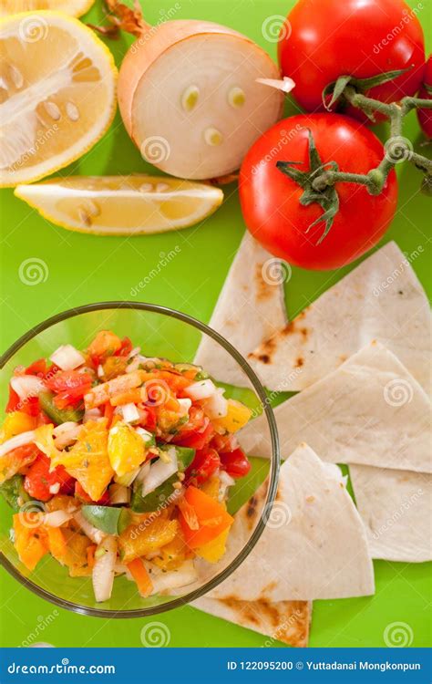 Salsa With Tortilla Chips Stock Photo Image Of Homemade 122095200