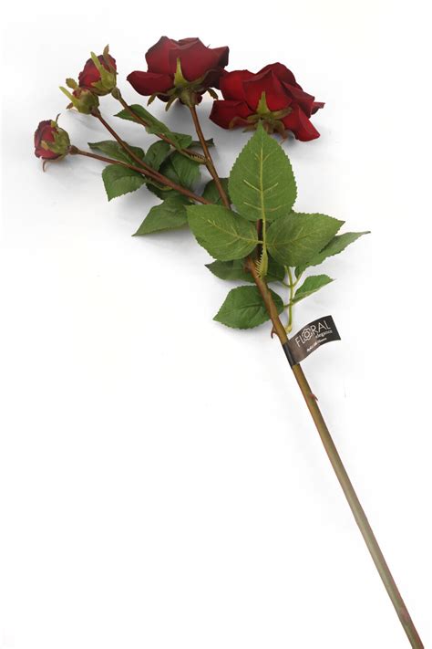 Artificial 87cm Single Stem Burgundy Spray Rose Artplants