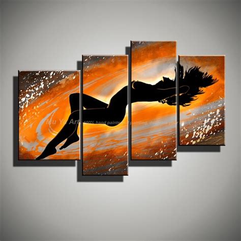 4 Panel Wall Art Canvas Decorative Wall Panel Naked Abstract Figure