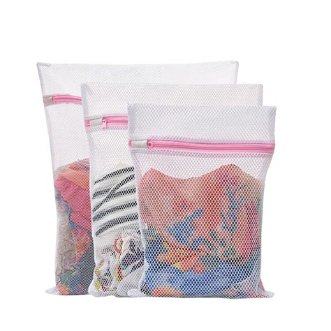 Mesh Washing Bags Set Of 3 Durable Coarse Mesh Laundry Bag With Zip