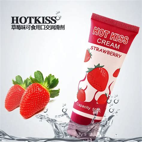 hot love kiss edible fruit oil strawberry flavor cream 50ml body lubricants all sex lube oral