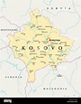 Carte politique du Kosovo à Pristina, capitale des frontières ...