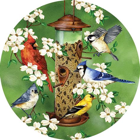 Vary the difficulty level by the designs you choose! Backyard Feeder 500 Piece Round Jigsaw Puzzle | Bits and ...