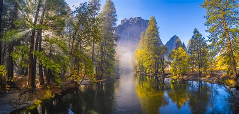 Yosemite Reflections Merced River Yosemite Autumn Colors Red Yellow