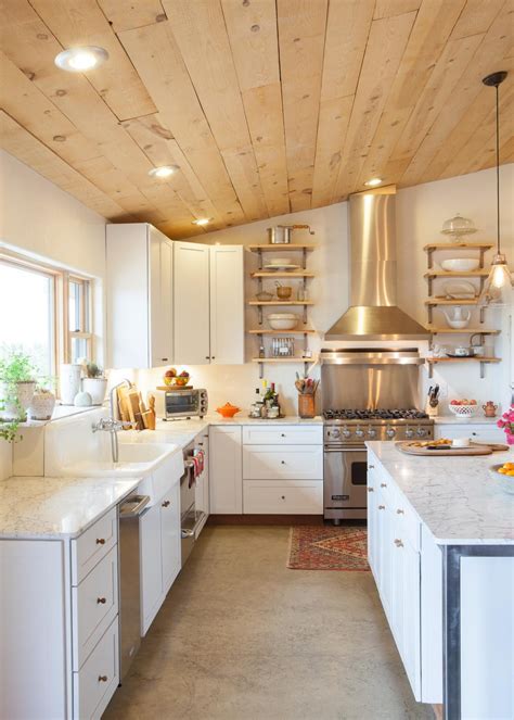 French Country Kitchen With Natural Wood Plank Ceiling Hgtv
