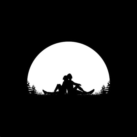 Premium Vector Vector Silhouette Lovely Couple With Moonlight