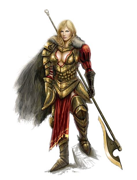Female Human Pole Arm Fighter Pathfinder Pfrpg Dnd Dandd 35 5e 5th Ed