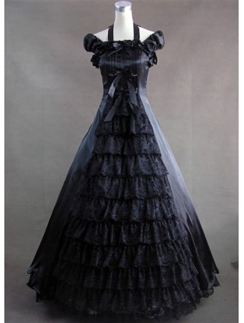 Classic Black Gothic Victorian Dress Uk