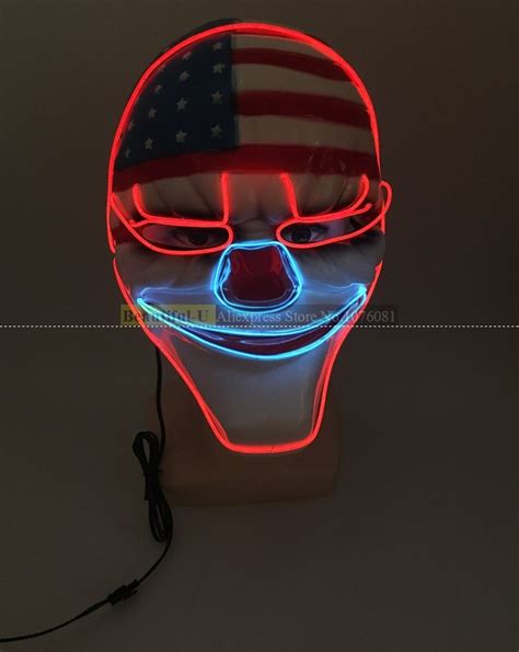 El Flashing Movie Theme Mask For Halloween Plastic Full Face Diy