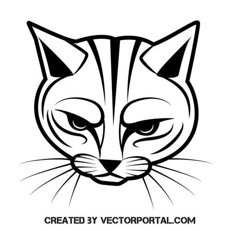 Cat Face Silhouette Free Vector Image Freevectors Illustration