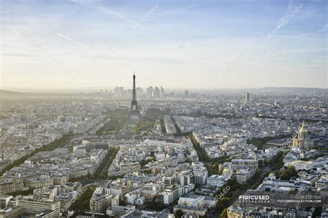 Aerial View Of Paris Cityscape And Eiffel Tower France — Buildings