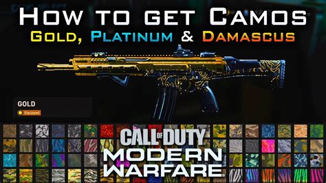 How To Unlock Gold Platinum And Damascus Camos In Cod Mw All