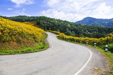 Curve Road On A Mountain High Quality Nature Stock Photos ~ Creative