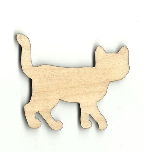 Kitty Cat Laser Cut Out Unfinished Wood Shape Craft Supply Etsy