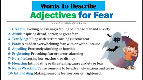 Adjectives For Fear Words To Describe Fear Describingwordcom