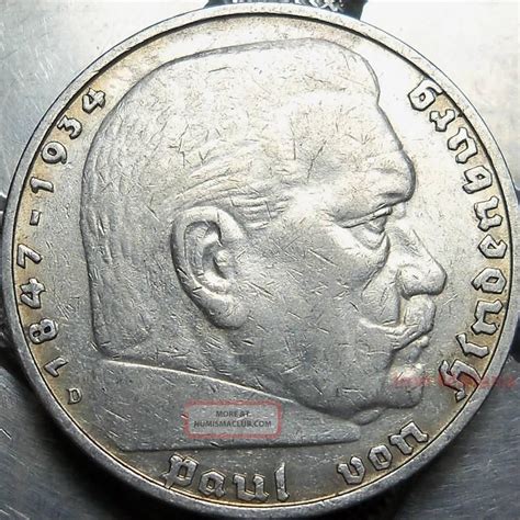 How much is german money worth. German 5 Mark Swastika Coin - 1936d - 90% Silver - Munich, Nazi Germany Reichsmark - Km86