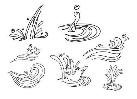 Premium Vector Doodle Water Splash In Vintage Style On White Background