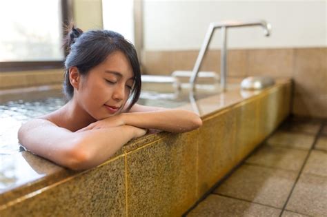 premium photo japanese woman enjoy hot springs