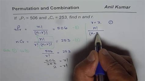 Find N And R With Permutation Combination Algebra Ib Sl Maths Youtube