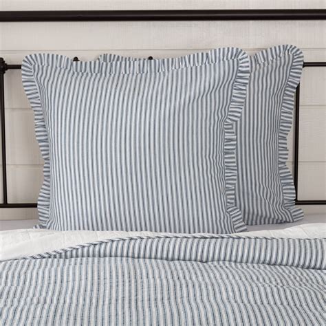 Sawyer Mill Blue Ticking Stripe Fabric Euro Sham 26x26 Allysons Place