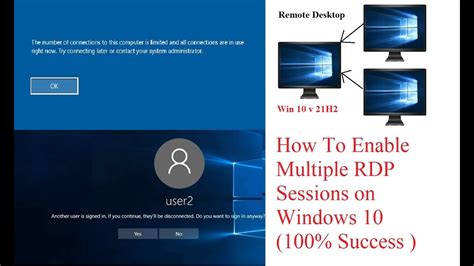 Allow Multi Rdp Session Win 10v 21h2 Fix Another User Is Signed In