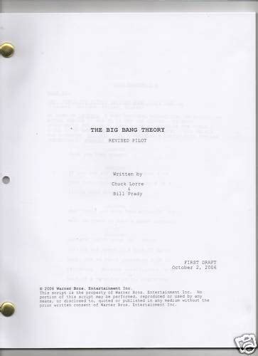 The Big Bang Theory Script Pilot Jim Parsons Johnny Galecki Kaley Cuoco
