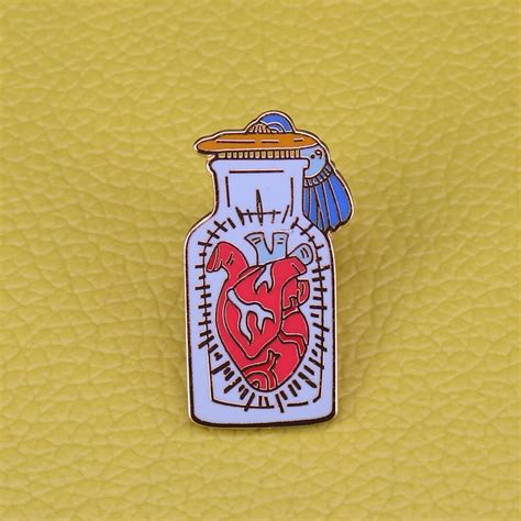 Anatomical Heart Pin Potion Bottle Human S Organ Brooch Apothecary Pins Red Heart Enamel Pin
