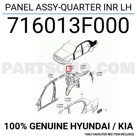 Panel Assy Quarter Inr Lh 716013f000 Hyundai Kia Parts Partsouq