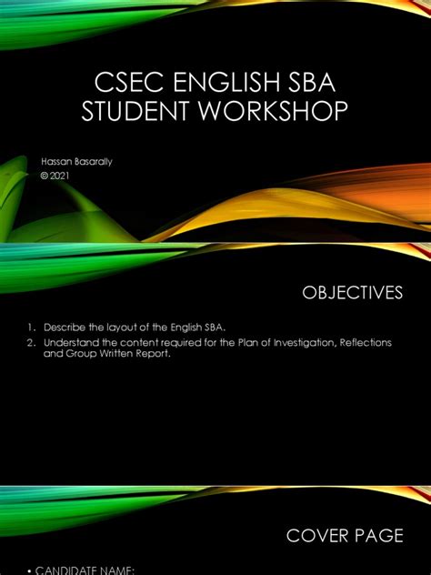 Csec English Sba Student Workshop Pdf