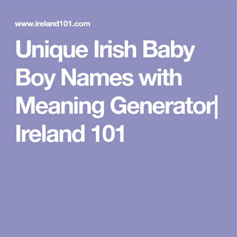 Unique Irish Baby Boy Names With Meaning Generator Ireland 101 Irish