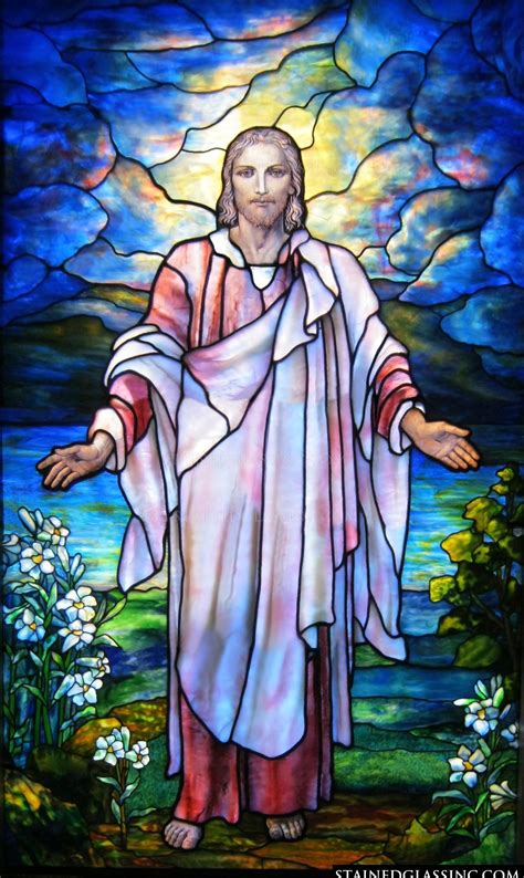 Glorious Christ Religious Stained Glass Window Stained Glass Church