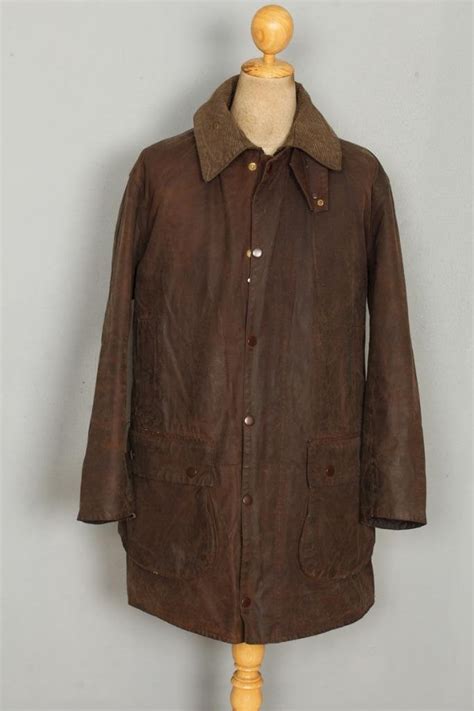 vtg 1980 barbour northumbria 1 crest wax jacket brown size 42 etsy