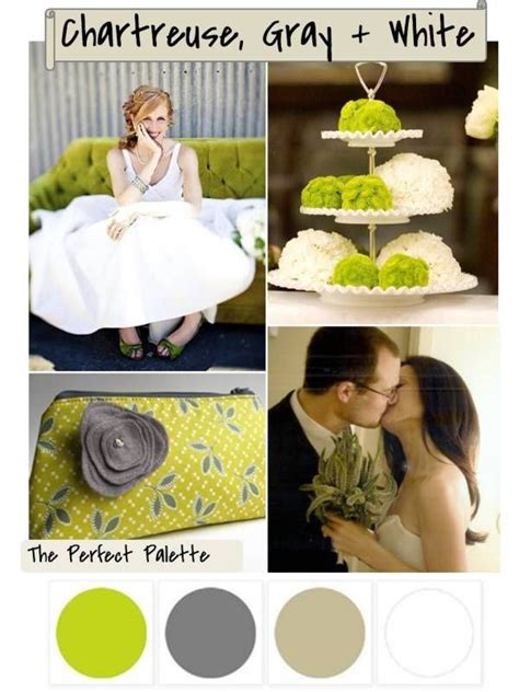 Color Your Wedding Beautiful Chartreuse Gray White Wedding