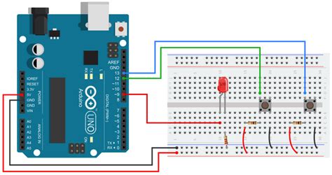 Arduino Buttons And Leds Push Button Tutorial Circuit Geeks