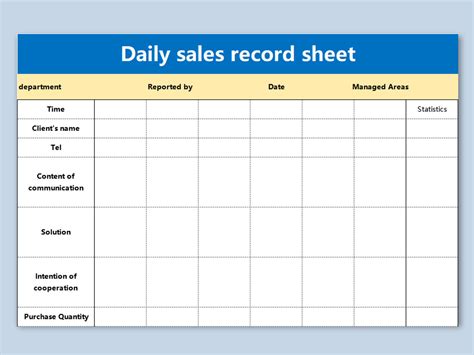 Excel Of Daily Sales Record Sheet Xlsx Wps Free Templates