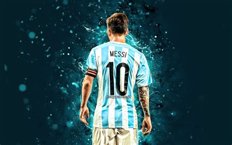 download wallpapers lionel messi 2020 back view argentina national football team 4k football