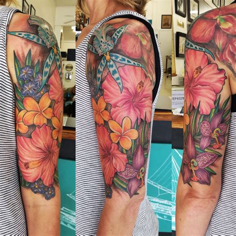 Share More Than 78 Hawaiian Flower Tattoo Sleeve In Cdgdbentre