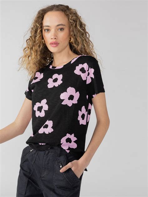 sanctuary the perfect tee pink no 3 flower pop in black lyst