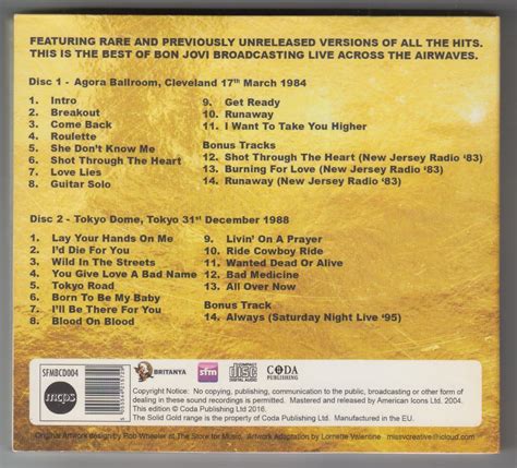 Bon Jovi “solid Gold The Greatest Hits On Air″cd1983198419881989