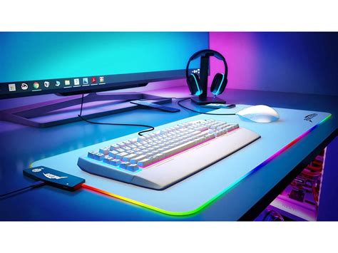 White Rgb Gaming Mouse Pad Waterproof Non Slip Rubber Base 15