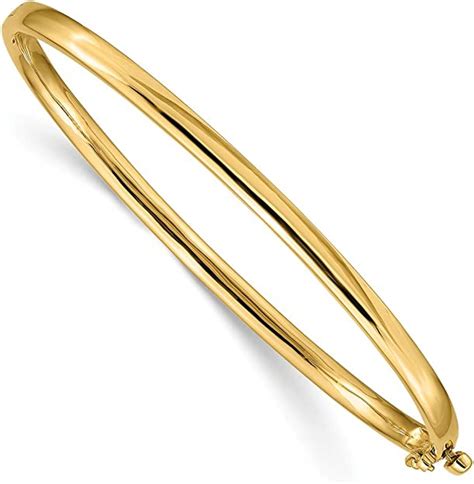14k Yellow Gold 36mm Solid Hinged Bangle Bracelet Cuff Expandable Stackable 675 Inch Fine