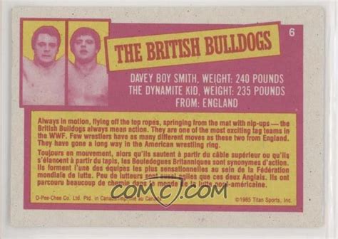 1985 O Pee Chee Pro Wrestling Stars Base 6 British Bulldog