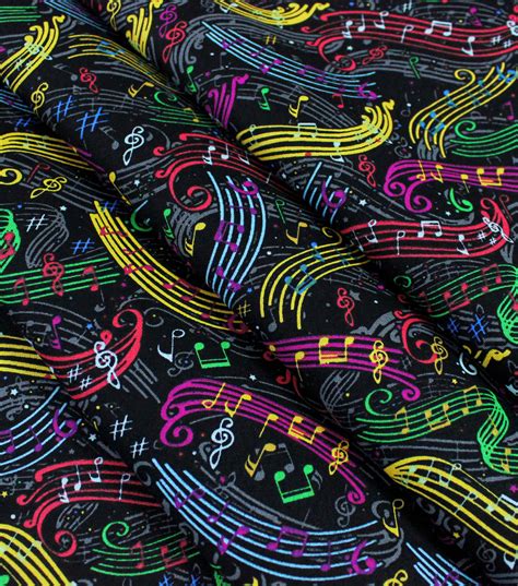 Novelty Cotton Fabric Colorful Music Joann