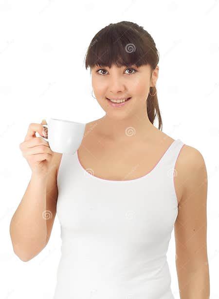 Girl With A Cup Of Coffee Stock Photo Image Of Teenagers 21939066