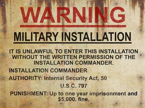 Amazon Com Warning Military Installation Sign Halloween Decor Prop