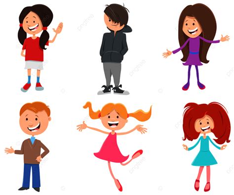 Gambar Ilustrasi Kartun Anak Anak Bahagia Dan Set Karakter Anak Anak