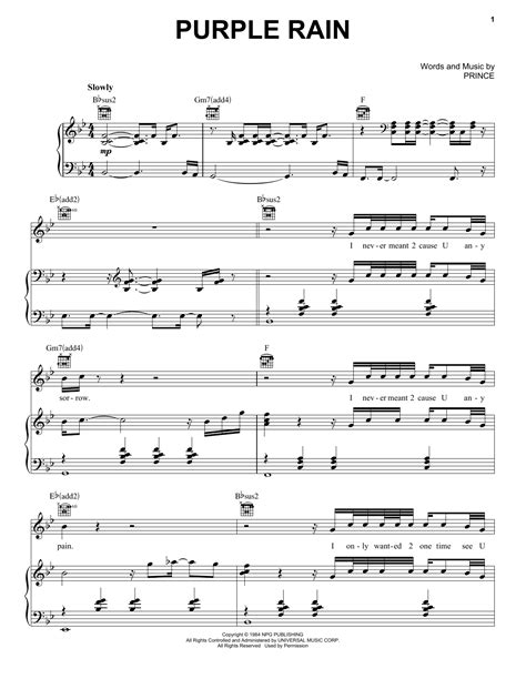 Prince Purple Rain Sheet Music Notes Download Printable Pdf Score 84342