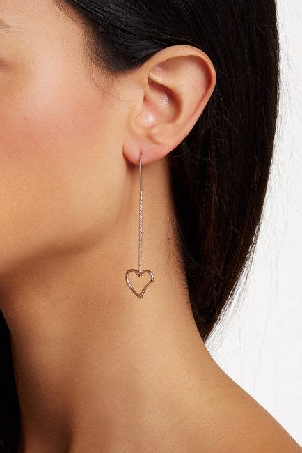 K Rose Gold Vermeil Italian Hearts Threader Earrings Pink Heart