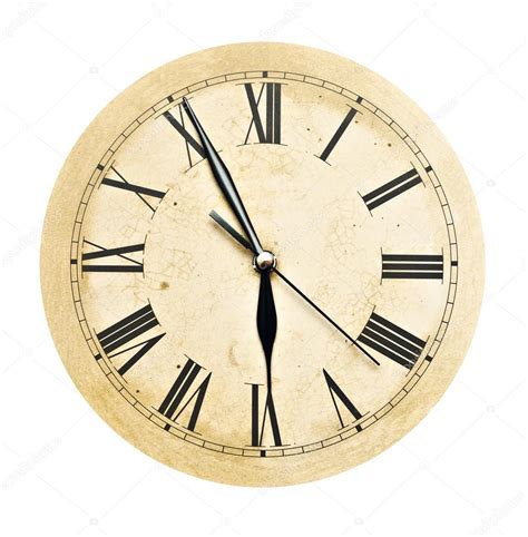 Old Clock Isolated On White Old Vintage Clock Face — Stock Photo